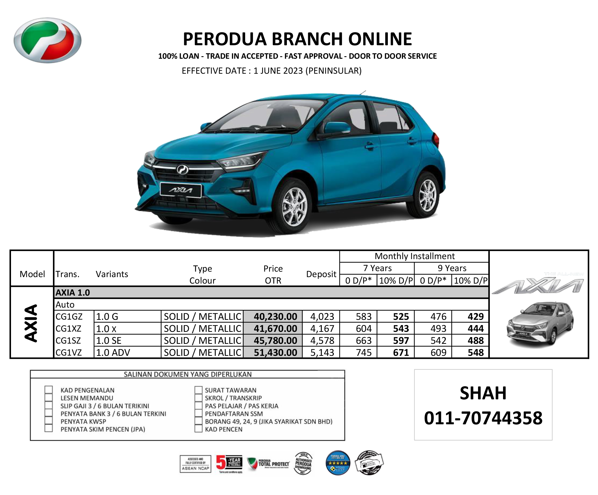 Harga Kereta Perodua Axia 2024 PERODUA BRANCH ONLINE